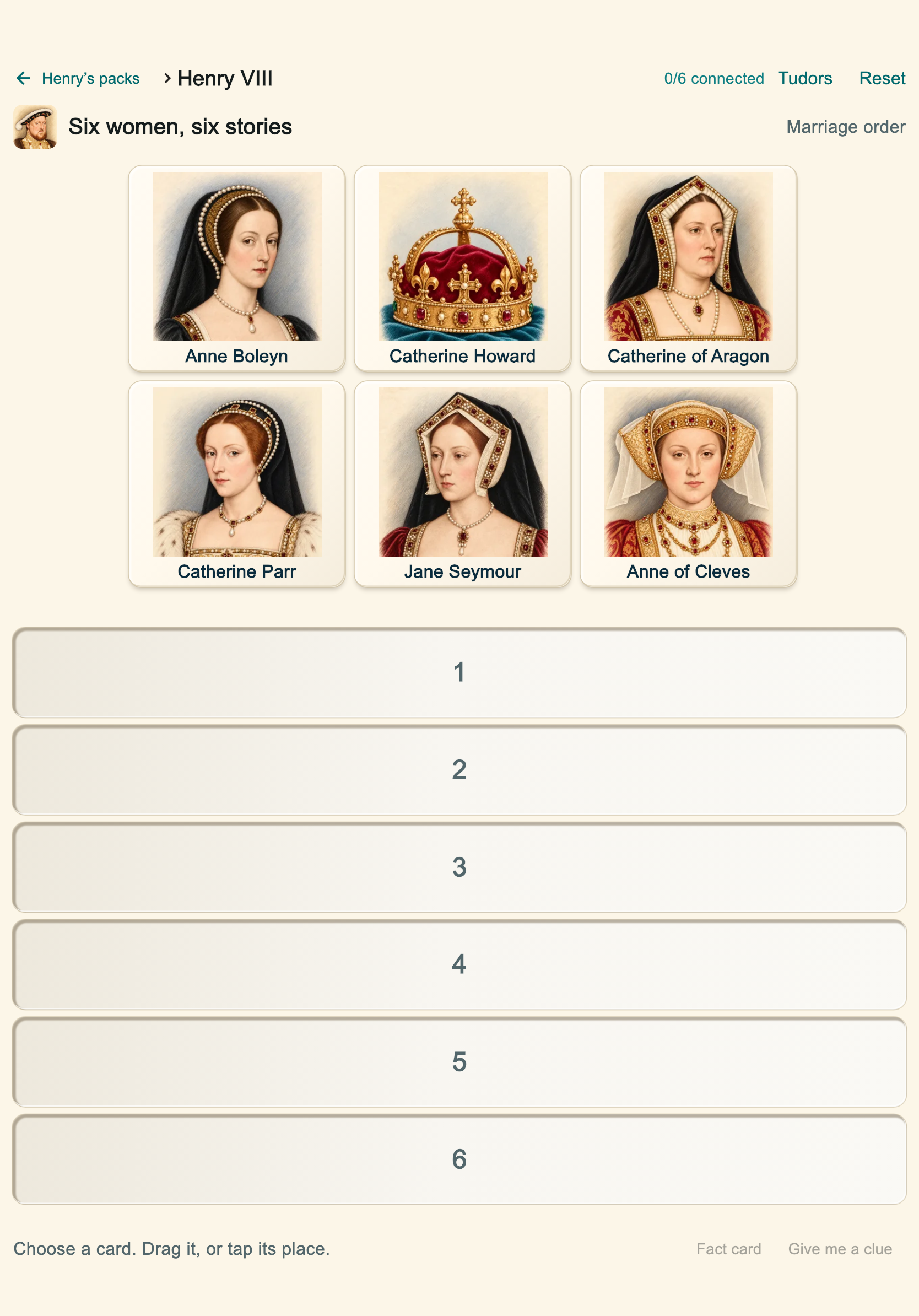 Kids Six women, six stories game with six illustrated portrait cards